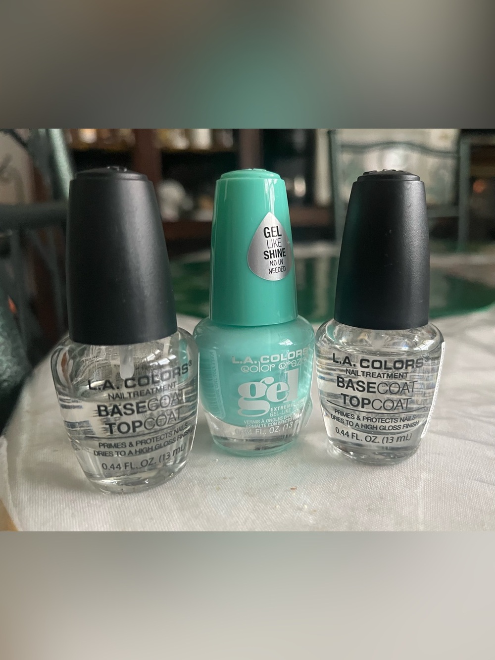 L.A. COLORS Gel-Like Shine Nail Polish - Teal, Clear